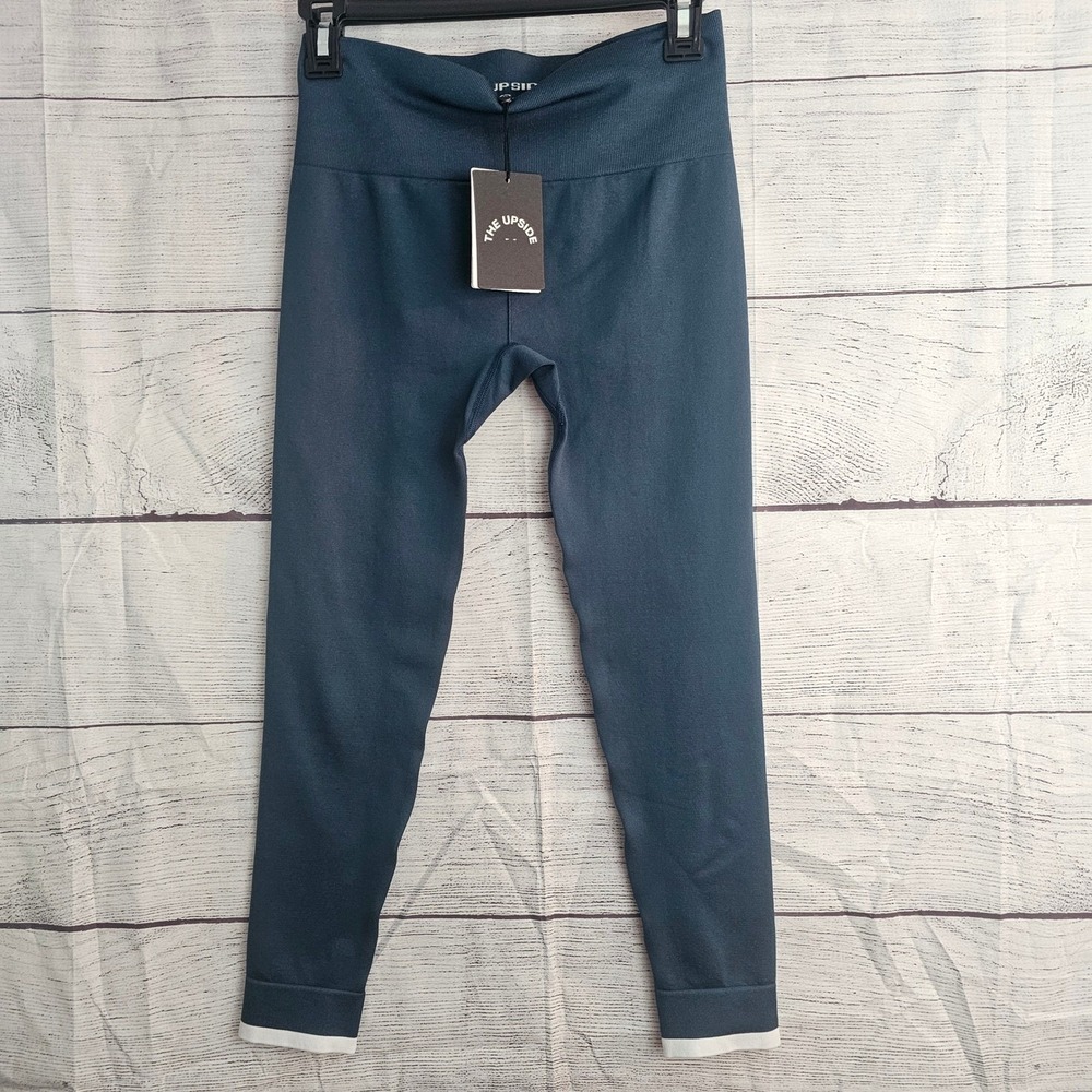 The Upside XS US 4 Form Seamless 25" Midi Pant Pool Blue NWT $120 1237